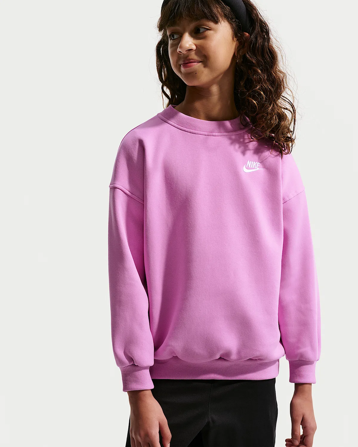 Детская увеличенная толстовка Nike Sportswear Club Fleece, Light Magenta/Light Magenta/White — фото 2