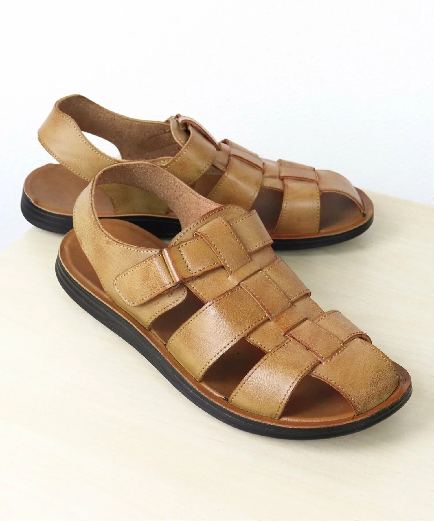 Плоские сандалии с плетением 2408 Aaa+, Camel