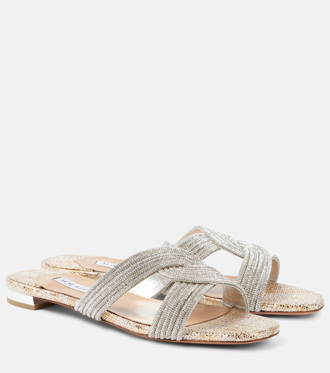 Шлепанцы с декором в стиле Гэтсби Aquazzura, золотой