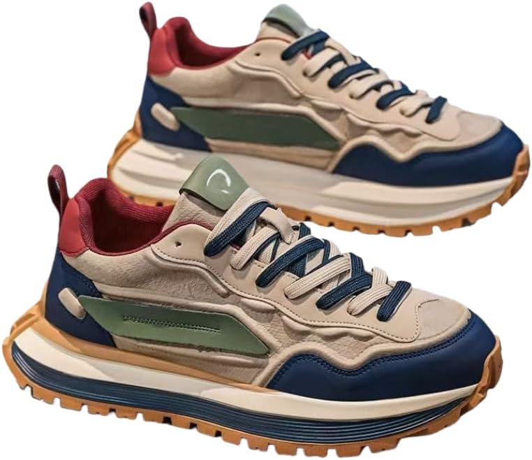 

Мужские низкие кроссовки Hhhchpm: Прочные повседневные туфли на шнуровке с толстой подошвой, подходят для улицы и повседневной носки, хаки