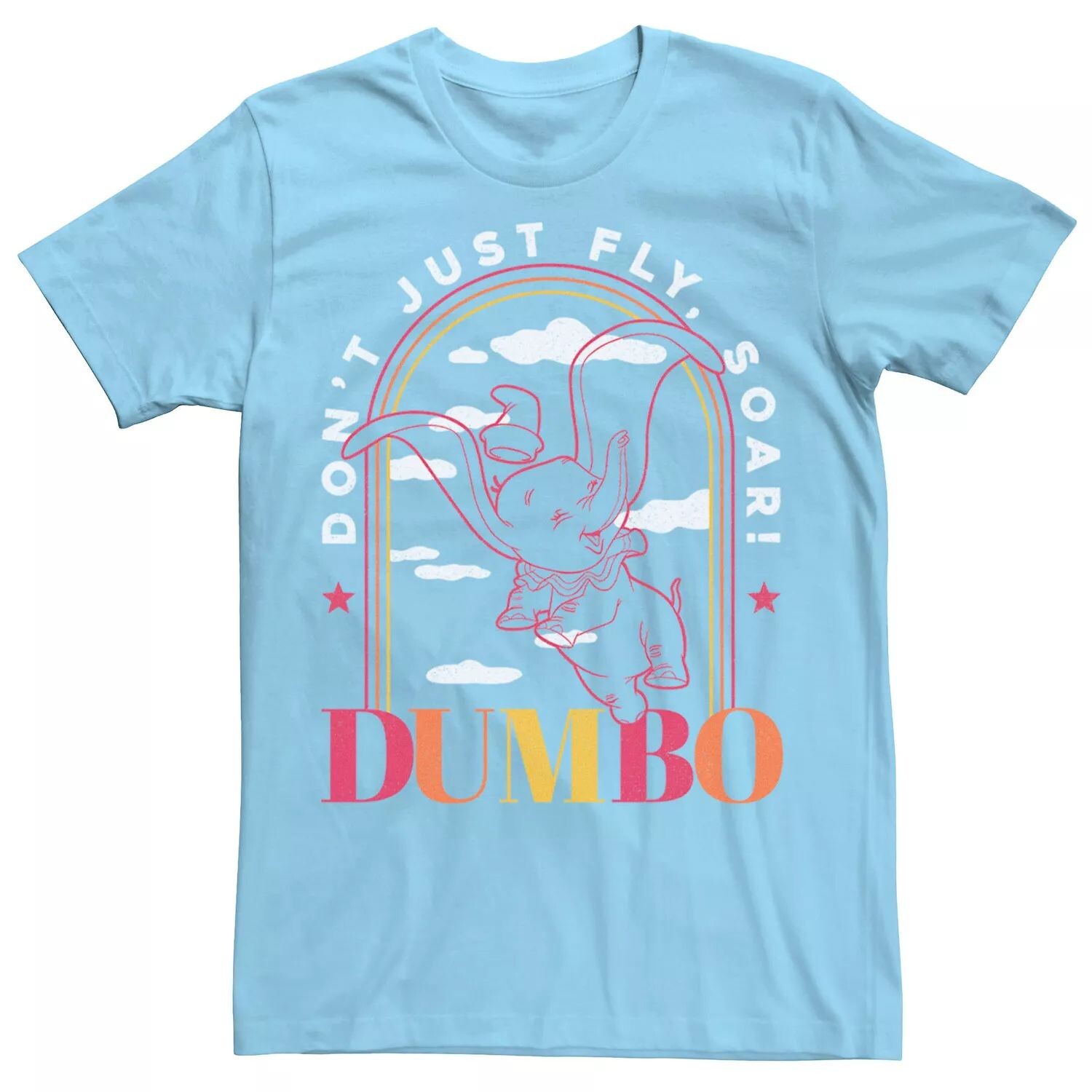 

Мужская футболка Dumbo Line Art Don't Just Fly Soar Disney, светло-синий