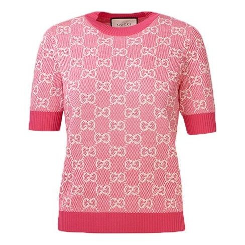 

Свитер gg wool-blend pearl cotton sweater for pink/red Gucci, красный