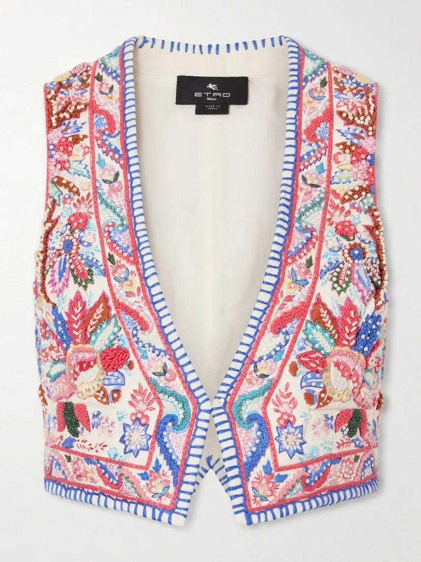Вышитый хлопковый жилет ETRO, мультиколор