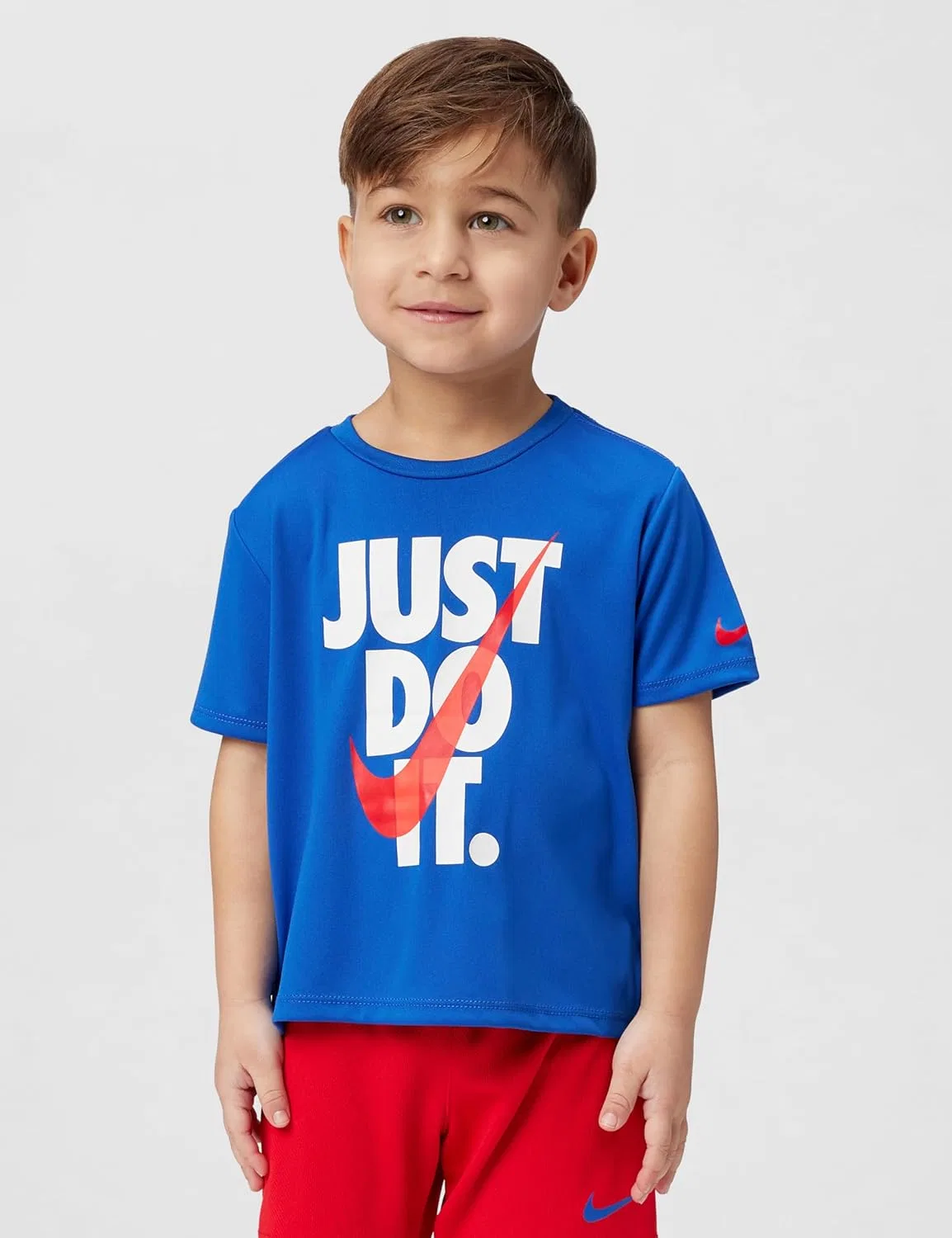 Детский спортивный комплект Dri-FIT Just Do It Nike, футболка и шорты, University Red/Black — фото 4