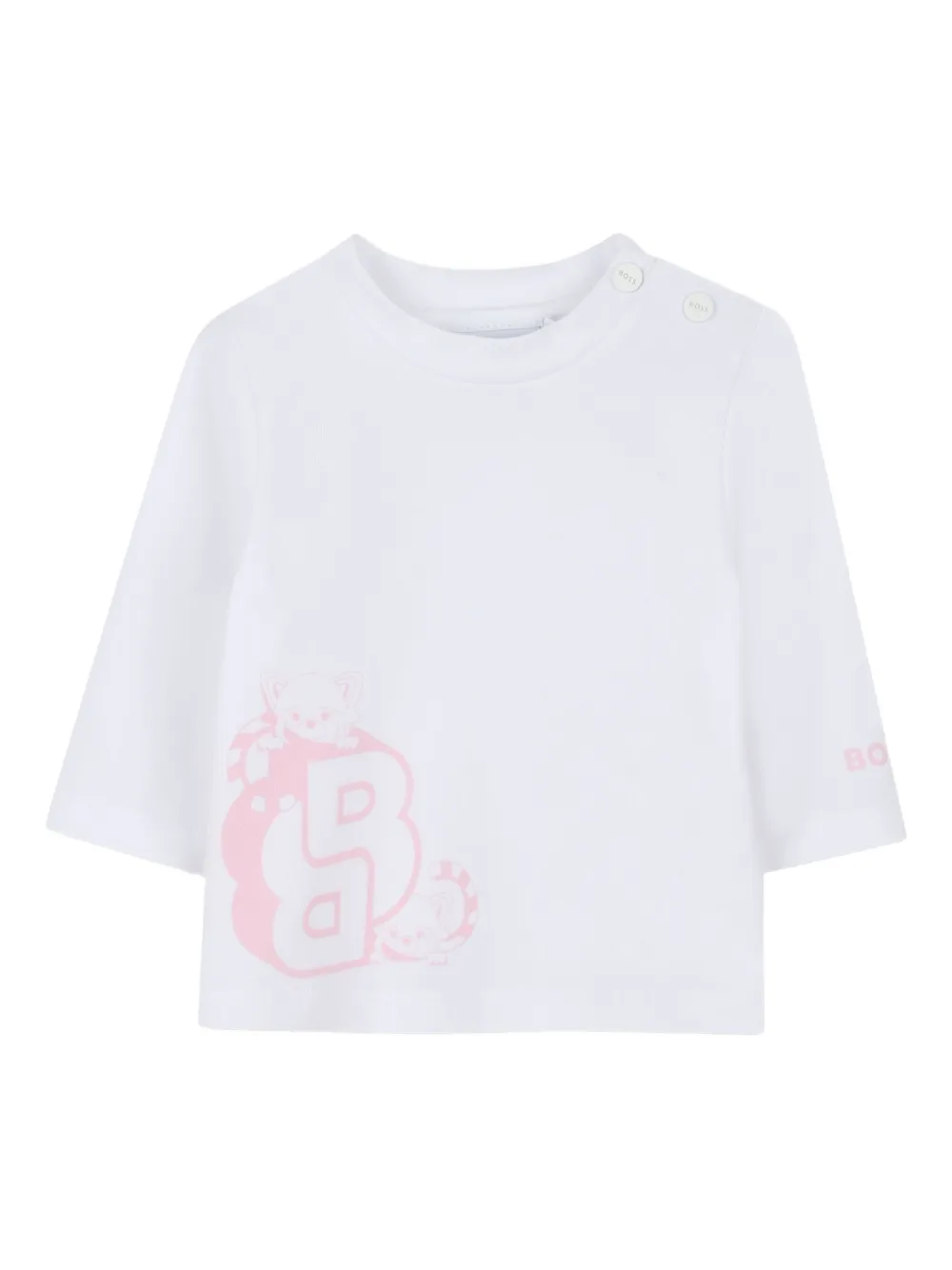 

Топ с длинными рукавами и графичным принтом BOSS Kidswear, белый