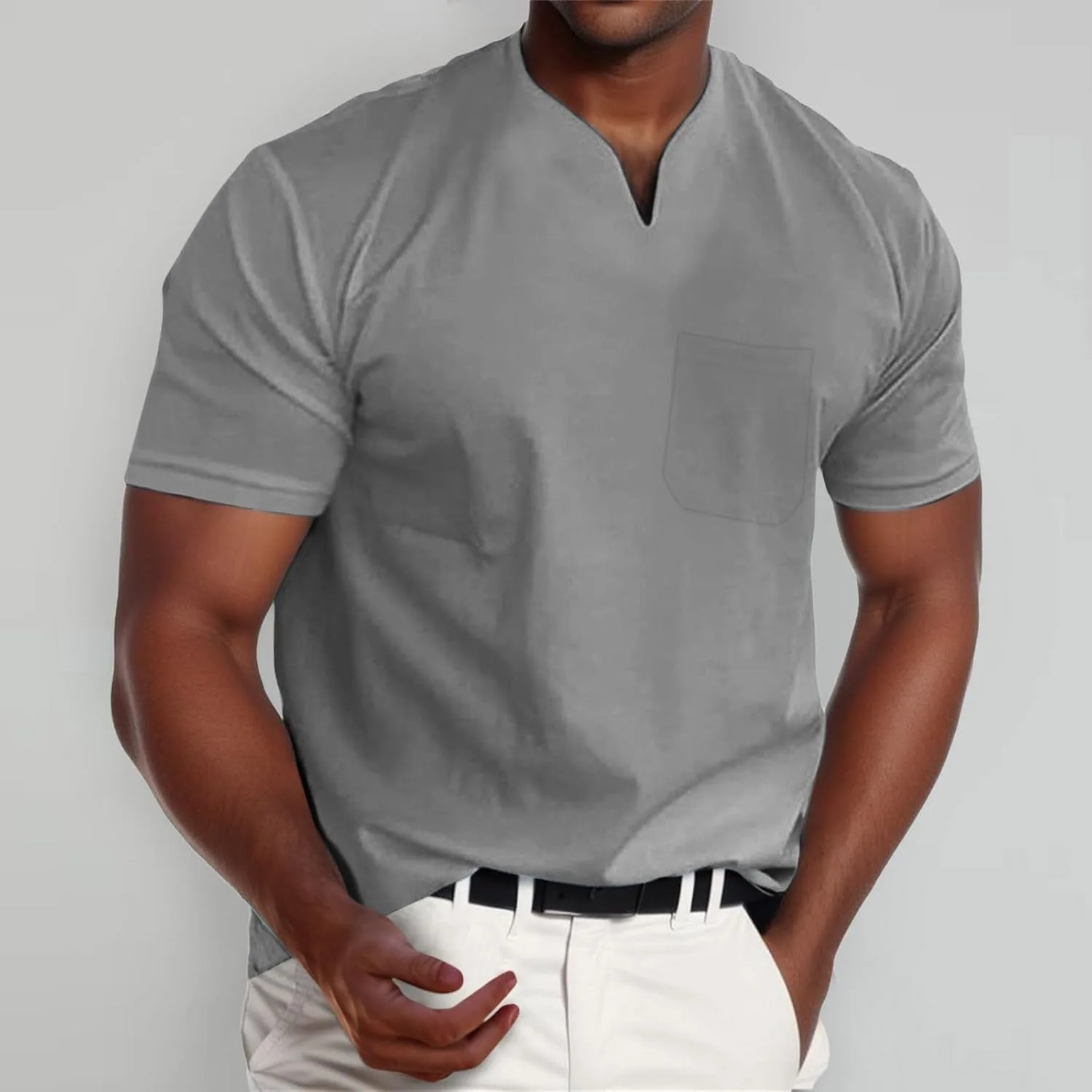 Мужская майка V-neck slim fit для тренировок — фото 2