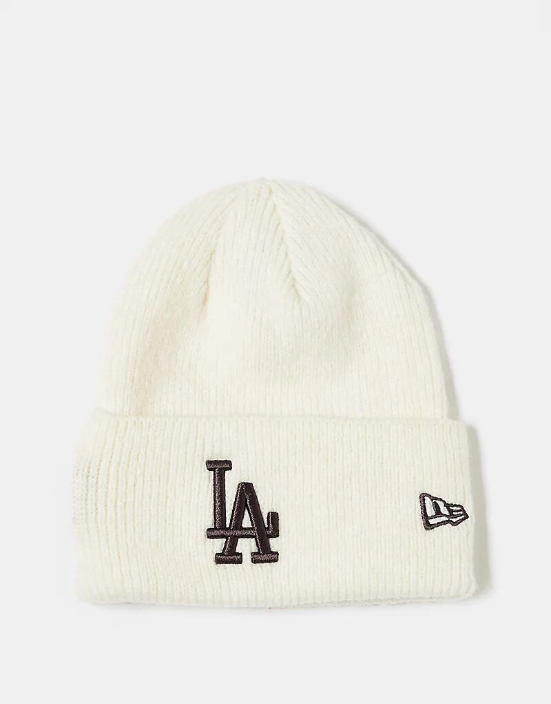 

Шапка-бини New Era LA Dodgers из смеси шерсти с широкими манжетами бежевого цвета