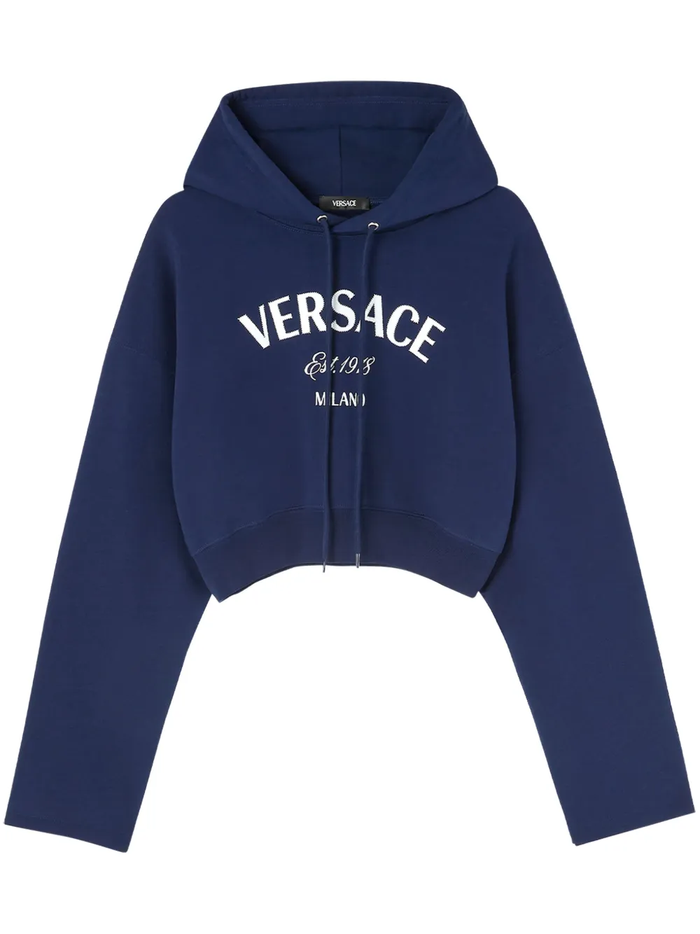 

Укороченное худи с кулиской и вышитым логотипом VERSACE, синий