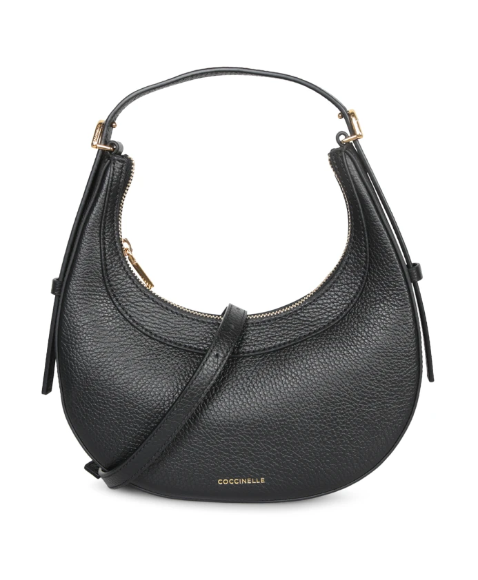 

Сумка в форме полумесяца из зернистой кожи Coccinelle, черный