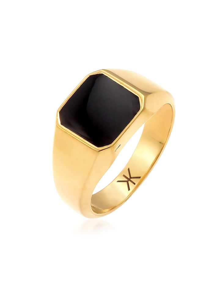 

KUZZOI Кольцо-печатка из серебра 925 пробы с золотым покрытием