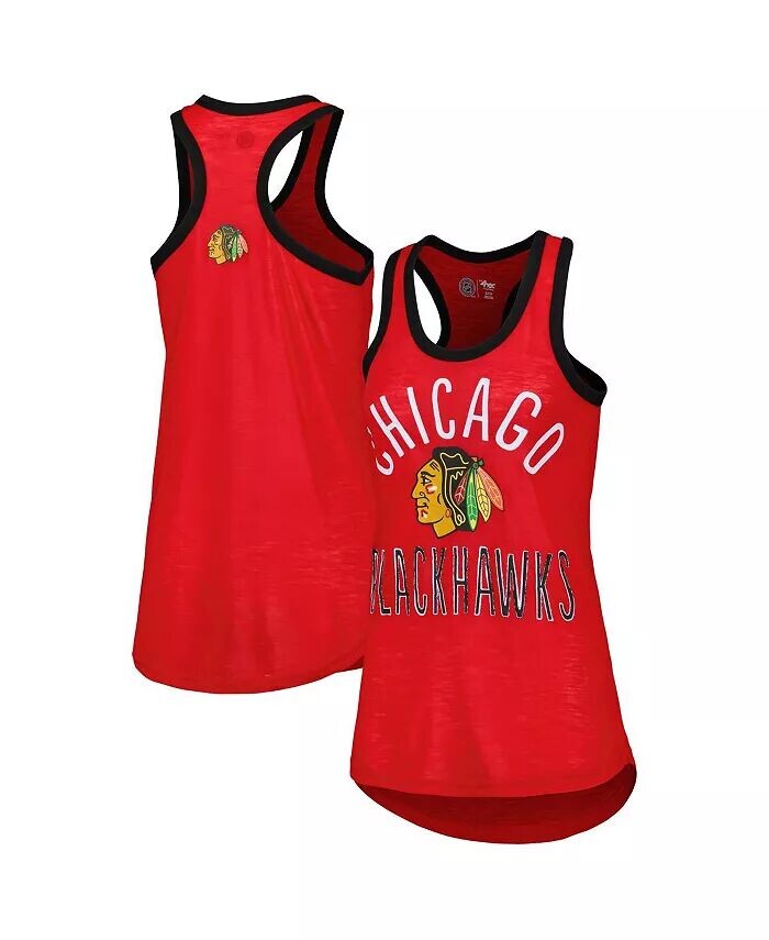 

Красная женская майка Chicago Blackhawks First Base Racerback с круглым вырезом G-Iii 4Her By Carl Banks