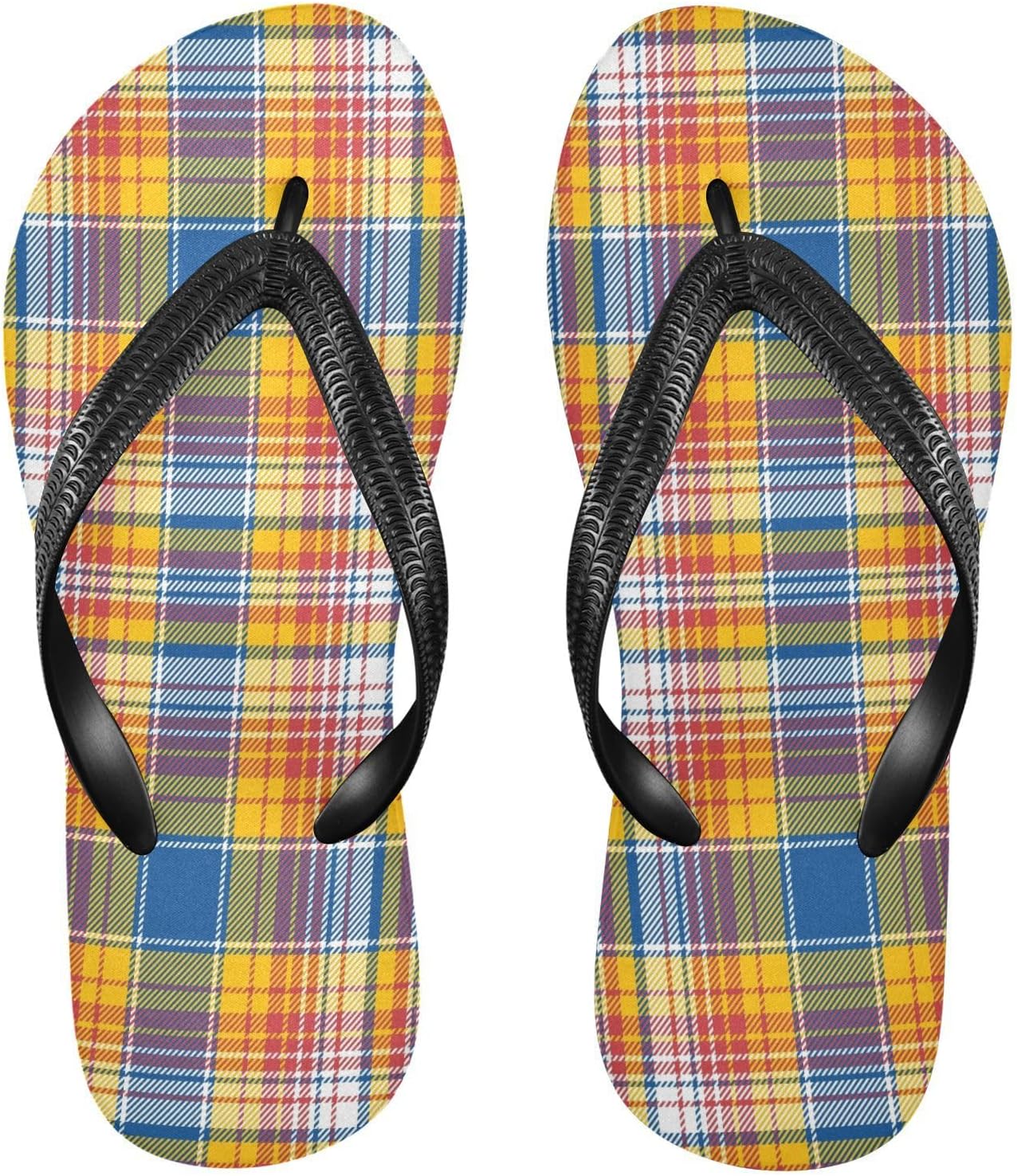 

Летние шлепанцы для пляжа с желтой тартановой клеткой, резиновые, противоскользящие, для мужчин и женщин Sinestour
