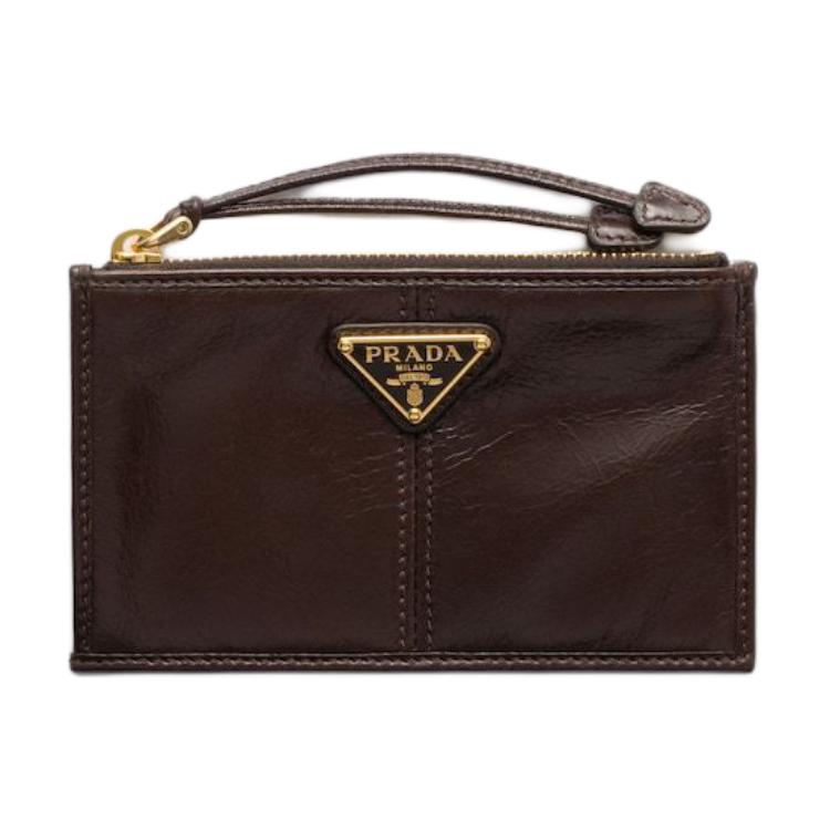 

Кошелек для карт из коровьей кожи женский dark brown PRADA, Box(Set+Box)