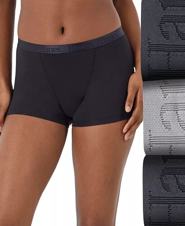 

Женские 3 шт. Originals Super Soft Ultimate Нижнее белье-боксеры 46USHB Hanes, черный