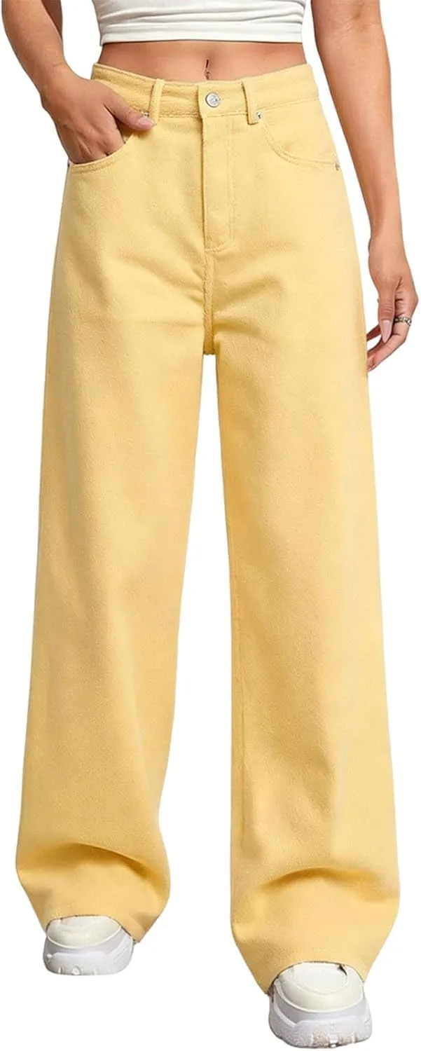 

Женские джинсы с широкими штанинами и высокой посадкой