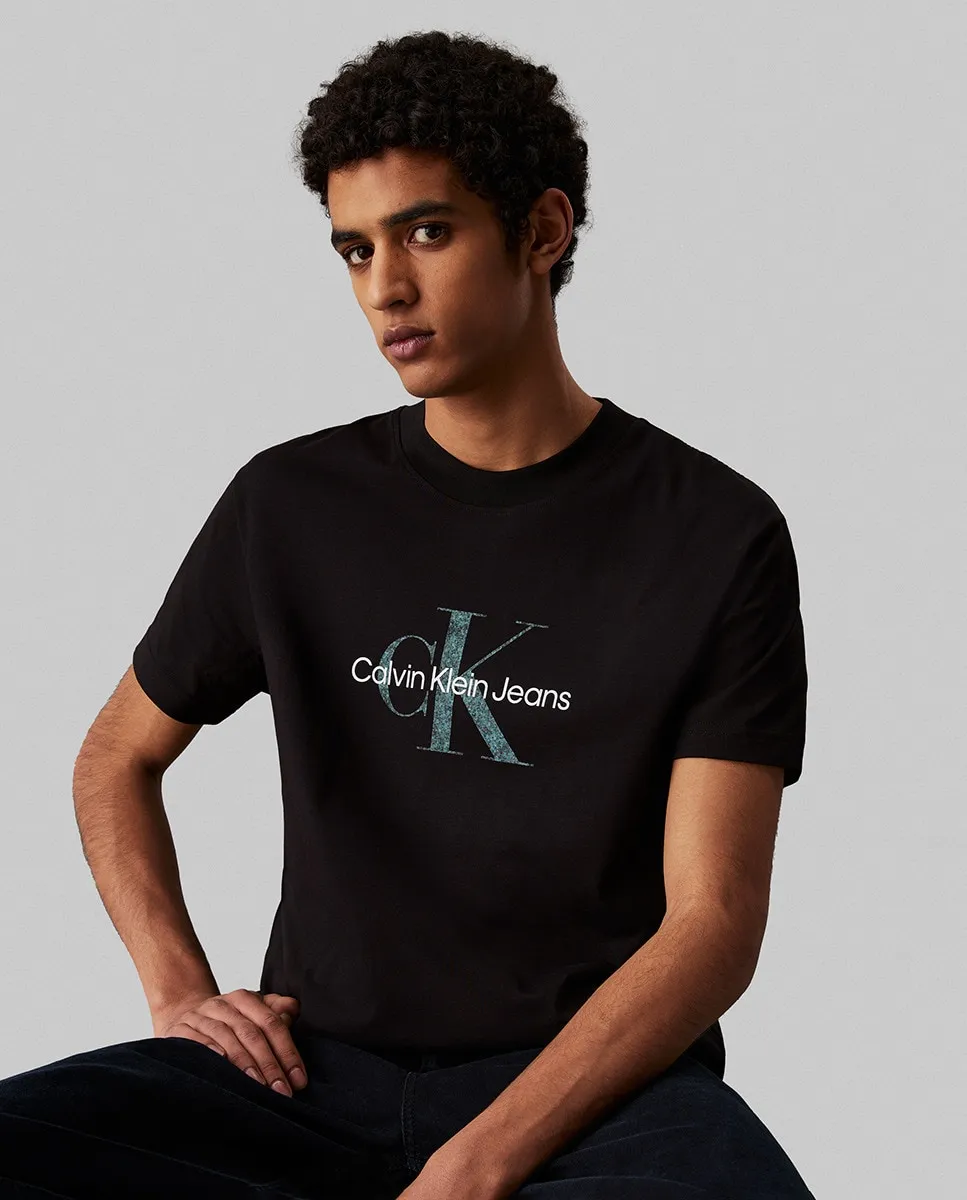 

Мужская футболка с коротким рукавом и монограммой Calvin Klein Jeans, черный