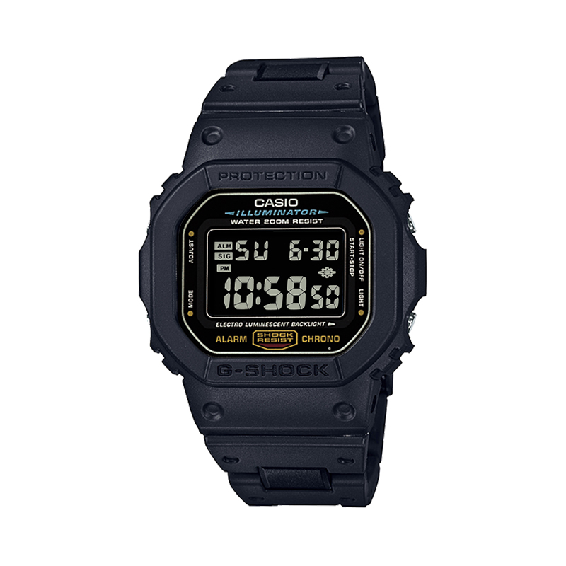 

CASIO Часы Unisex Black Watch, DW-5600E-1 Modified-Reverse Display Plastic Steel Strap