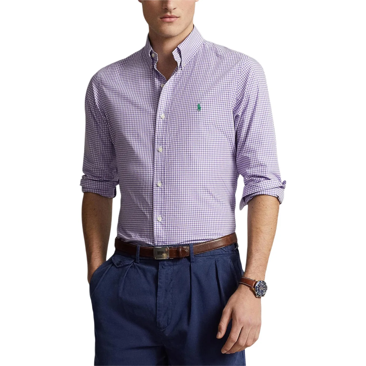 Polo Ralph Lauren Классическая рубашка мужская фиолетовая