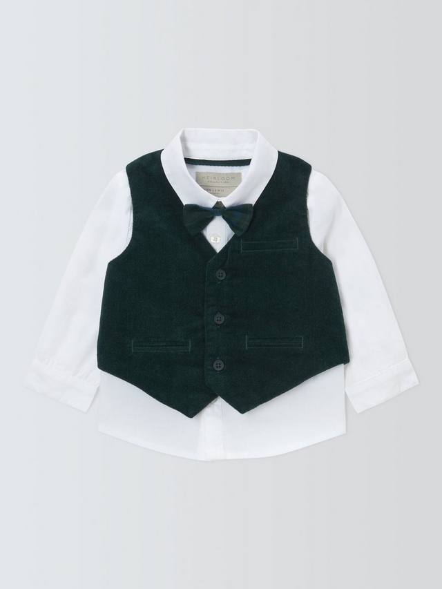 

Детский бархатный жилет John Lewis Heirloom Collection, Shirt & Bow Tie Set, Scarab