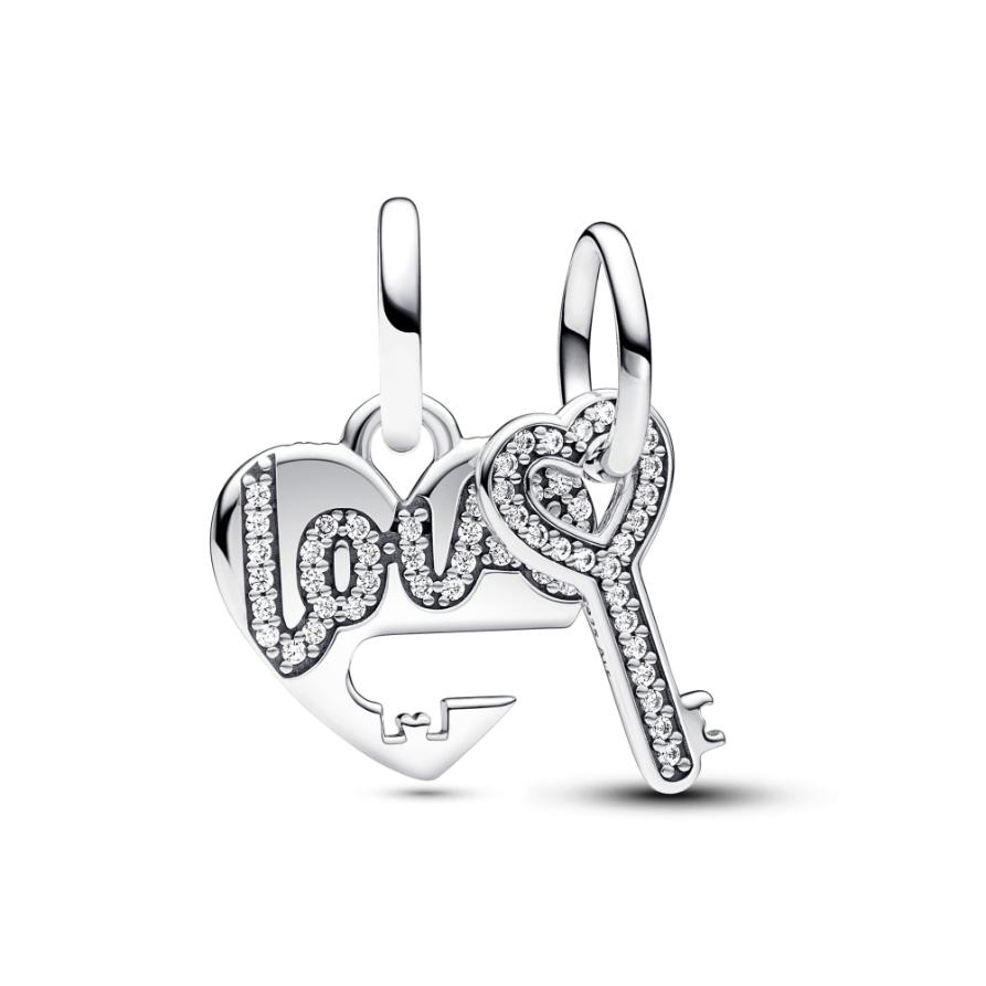 

Шарм Pandora Splittable Heart & Key Dangle Charm, стерлинговое серебро