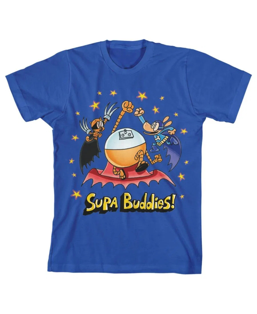 Детская футболка с коротким рукавом и круглым вырезом Supa Buddies, королевский синий, размер XL Dog Man