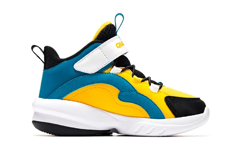 QIAODAN Низкие баскетбольные кроссовки cyan yellow для детей 3-7 лет — фото 4