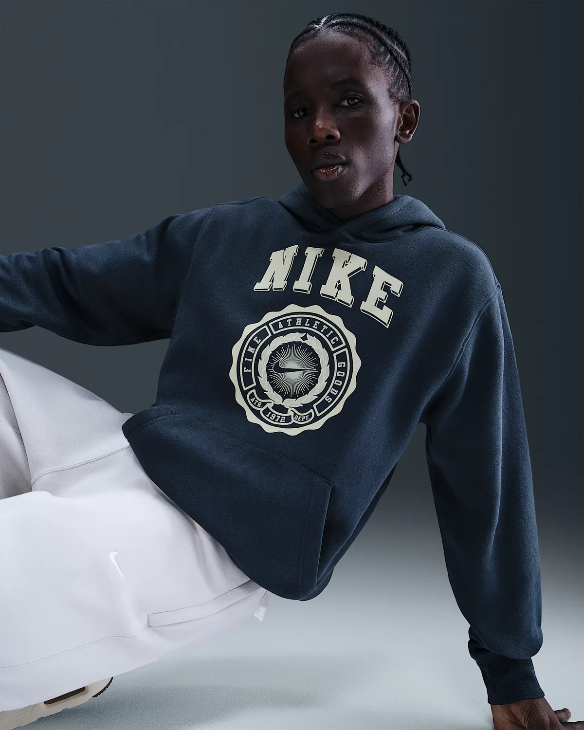 Мужская флисовая худи-пуловер Nike Club, Thunder Blue/Coconut Milk/Sail — фото 3
