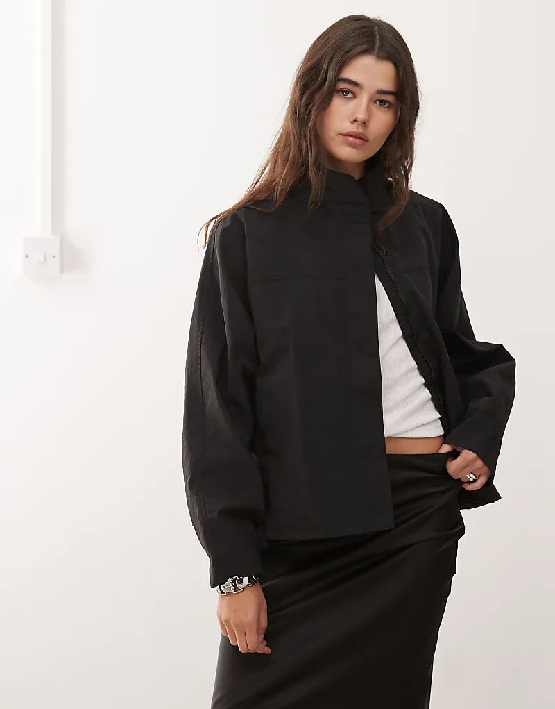 

Хлопковая ветровка Lioness Shoreline с высоким воротом и регулируемым подолом, черного цвета