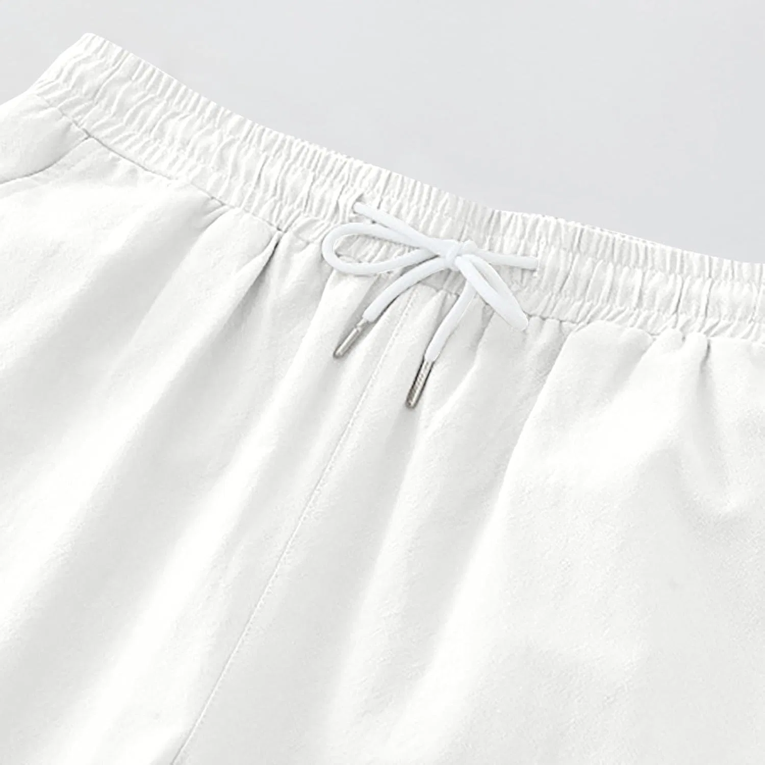 Шорты мужские летние, Elastic Waist Drawstring, с карманами, белый — фото 2