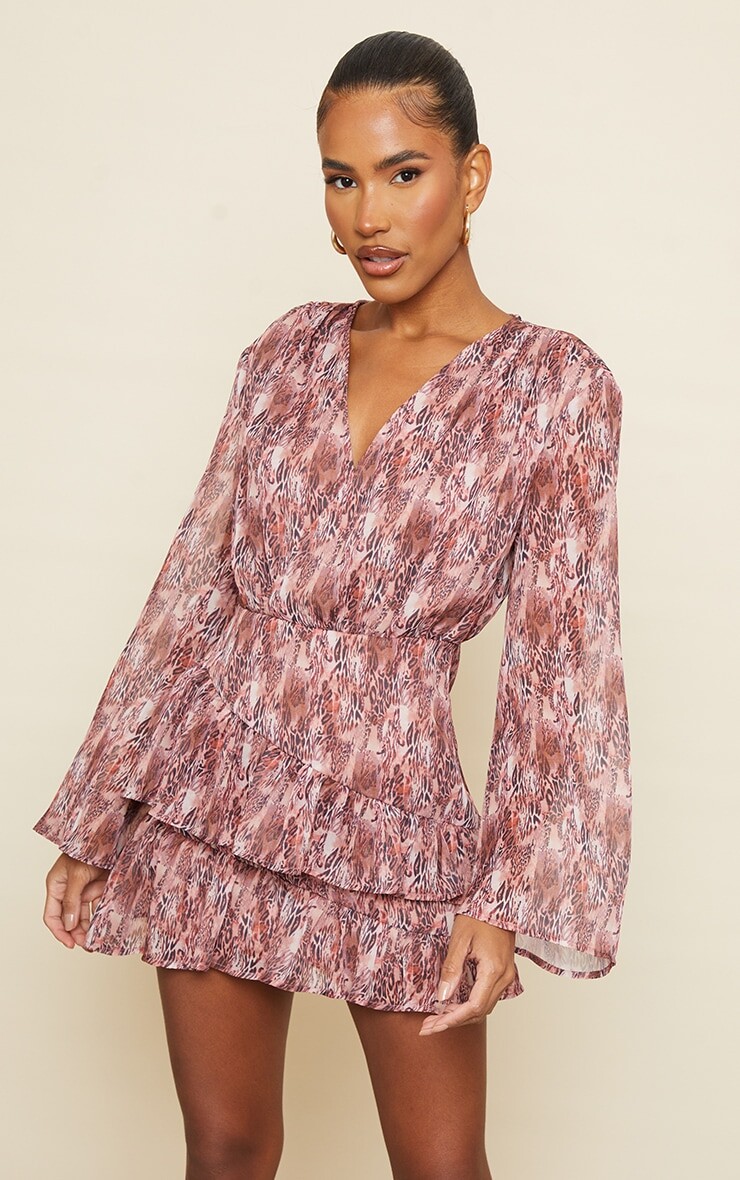 

PrettyLittleThing Коричневое платье прямого кроя с леопардовым принтом, Коричневый, PrettyLittleThing Коричневое платье прямого кроя с леопардовым принтом