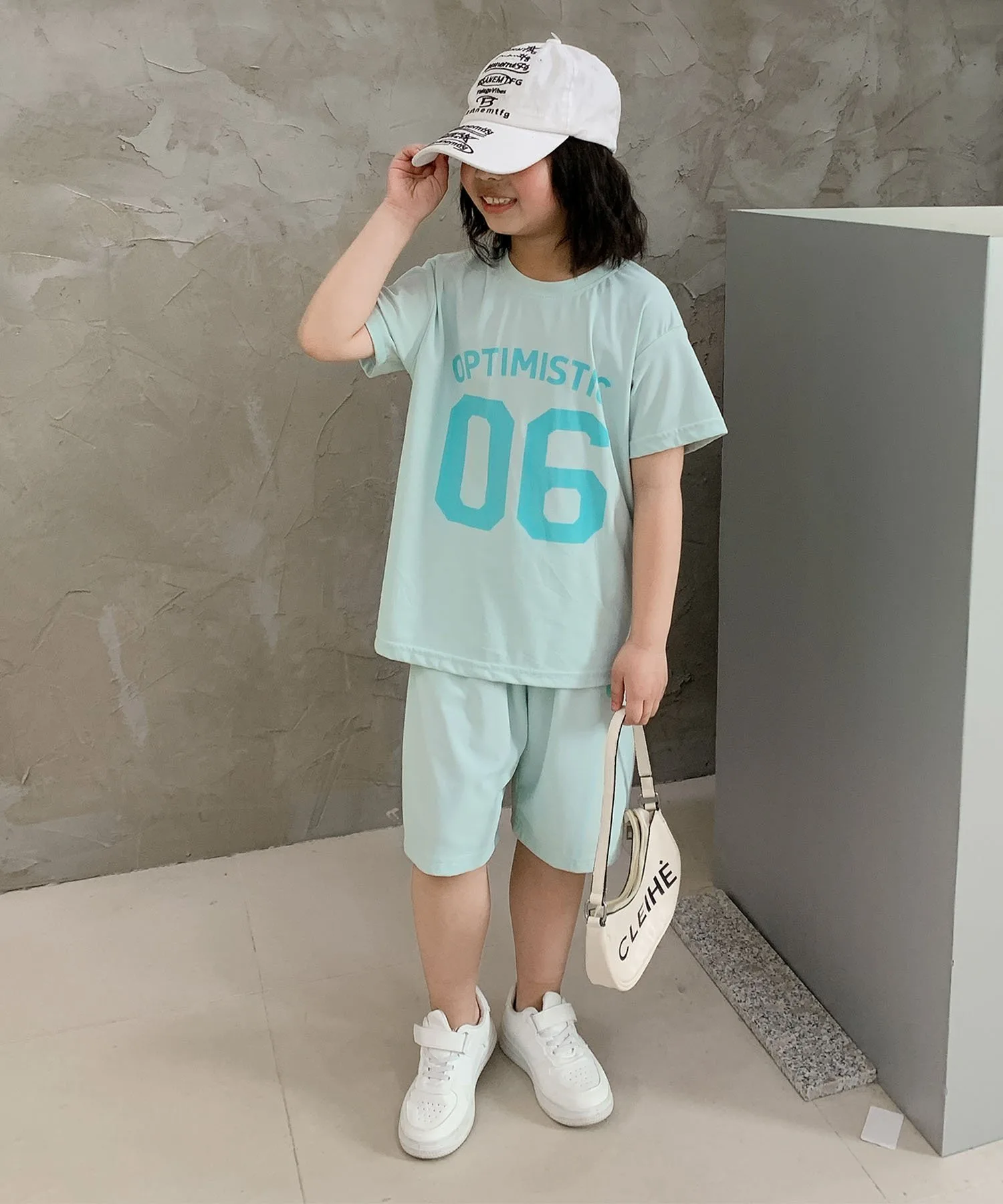 Детский комплект: футболка и шорты с номером и логотипом Aimoha Kids, green — фото 2