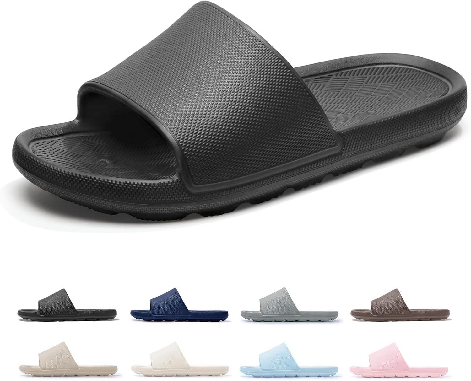 

Тапочки для душа для мужчин и женщин с поддержкой свода стопы, нескользящие, быстро сохнущие, для общежитий, ванной, бассейна, легкие пляжные сандалии Frykun, черный