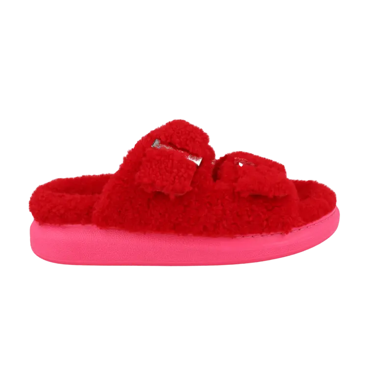Шлепанцы Alexander McQueen Wmns Oversized Hybrid Slide 'Shearling Red Pink', красный