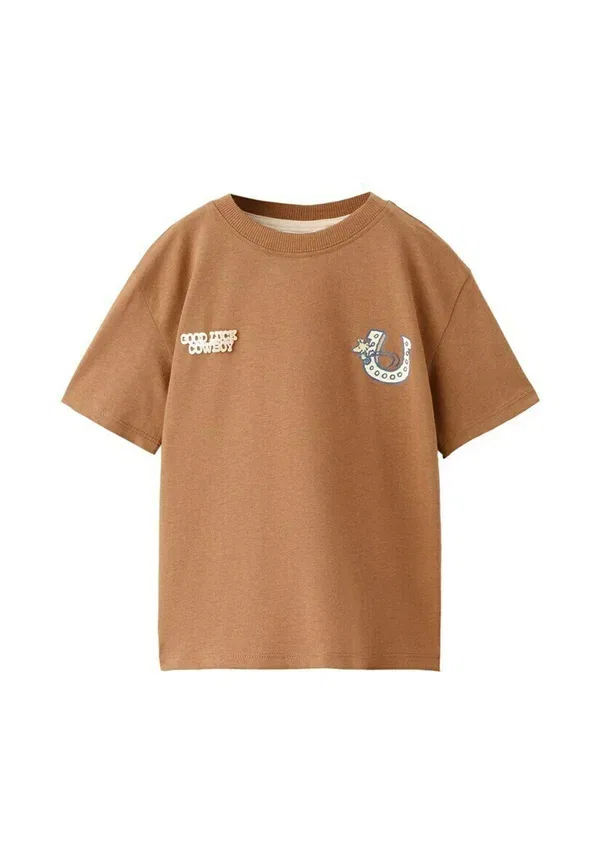 Футболка с принтом Mango Kids, коричневая