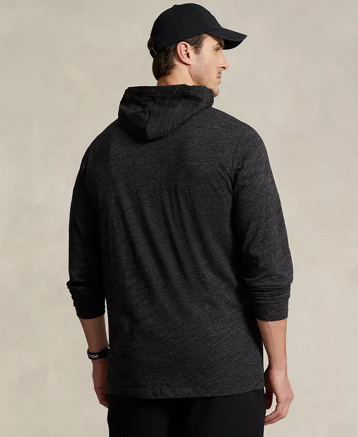 Мужская толстовка с капюшоном Big & Tall из джерси Polo Ralph Lauren, черный — фото 4