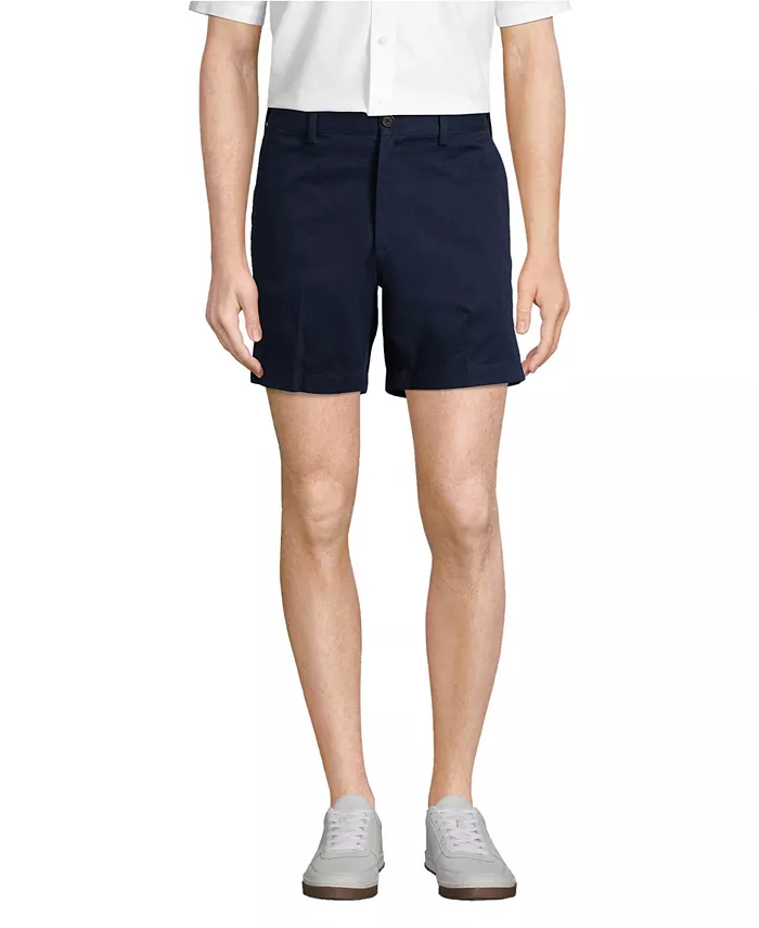 

Мужские немнущиеся шорты-чинос Comfort Waist Plain Front длиной 6" Lands' End, черный