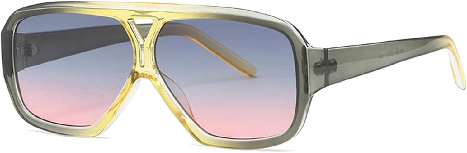 

Модные дизайнерские солнцезащитные очки-пилот в стиле 90-х для женщин и мужчин, квадратная оправа, толстая рамка, двойная перемычка, защита от УФ-излучения UV400 mincl, Yellow