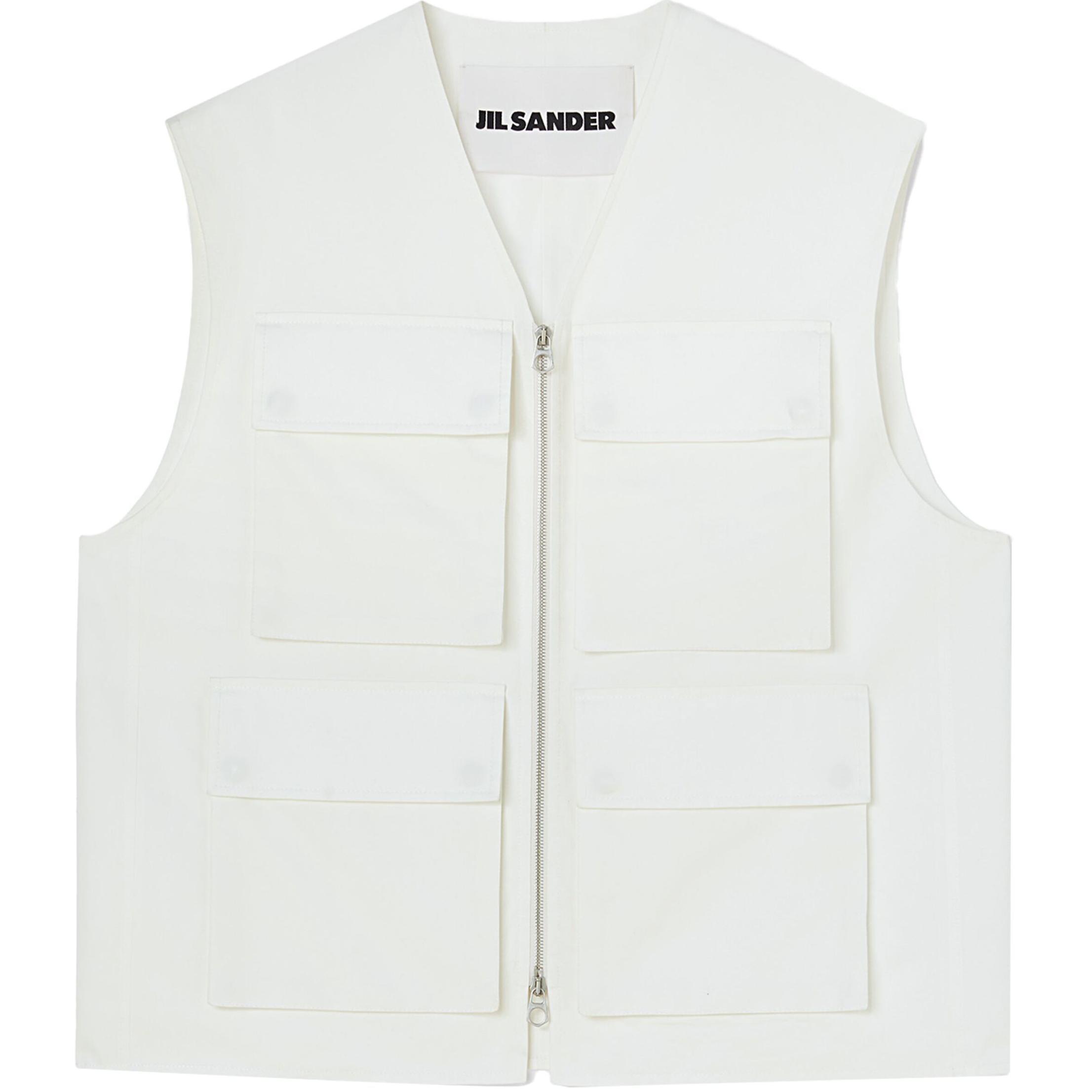 

JIL SANDER Карго жилет на молнии, Ecru