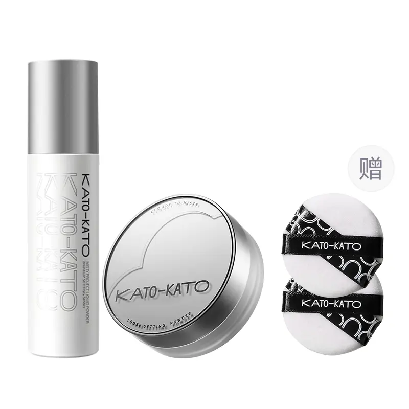 

KATO рассыпчатая пудра, спрей-фиксатор макияжа набор для макияжа контроль жирного блеска без переноса коррекция тона кожи 100мл+6,5г/100мл+8г KATO-KATO