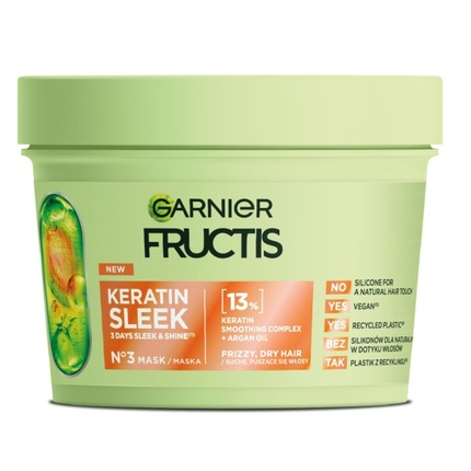 

Fructis Keratin Sleek Hair Mask для сухих и вьющихся волос 370 мл Garnier