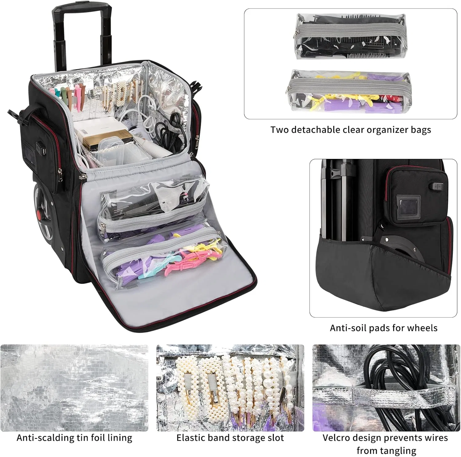Косметичка-органайзер для парикмахера с колесами Relavel, 1 X Trolley Case — фото 3