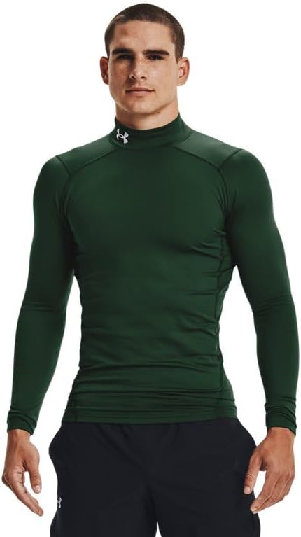 

Under Armour мужская футболка-поло ColdGear Armour Fitted Mock, Forest Green/White, Белый, Under Armour мужская футболка-поло ColdGear Armour Fitted Mock, Forest Green/White