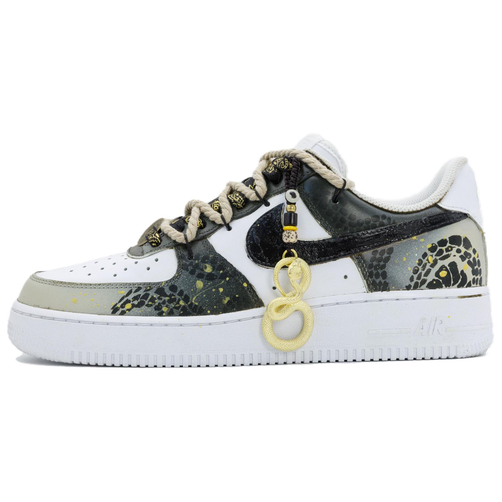 

Nike Кроссовки Air Force 1 Gilded Snake Shadow Print, устойчивые к скольжению, низкие, мужские, для скейтбординга, черные, желтые
