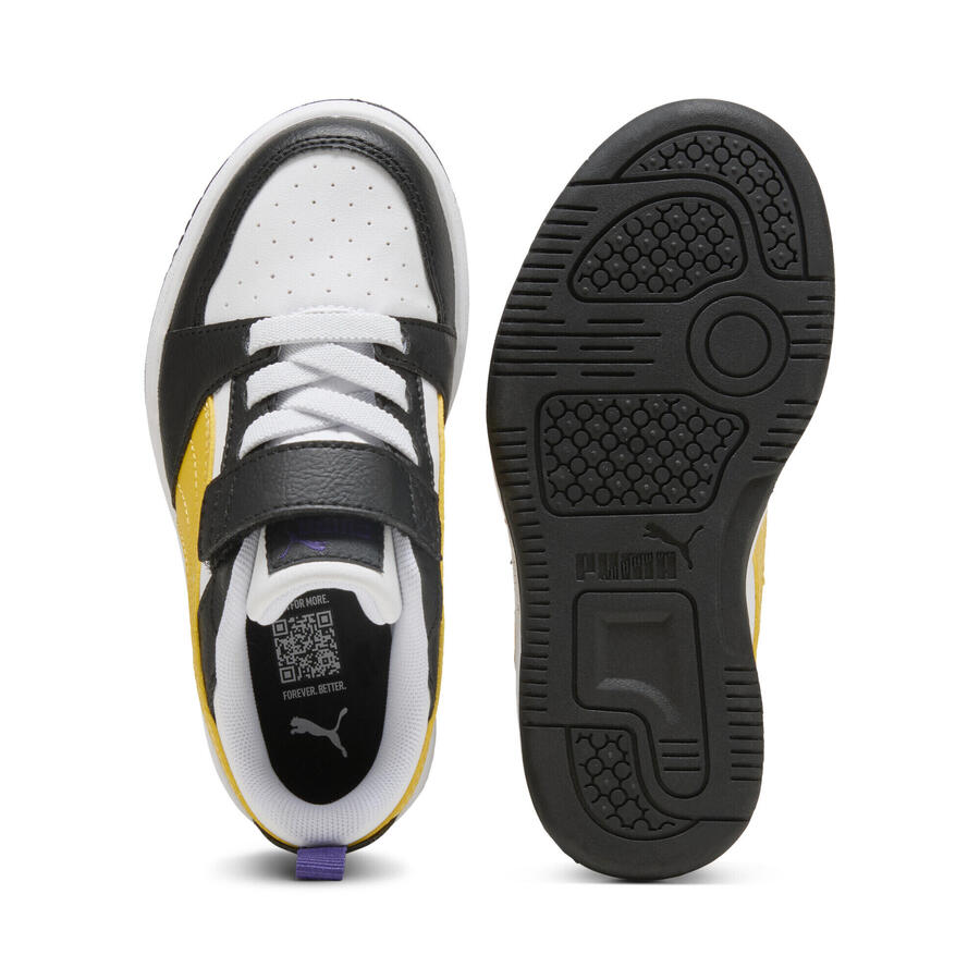 Кроссовки PUMA Rebound V6 Lo для детей PUMA Black Yellow Sizzle White — фото 4