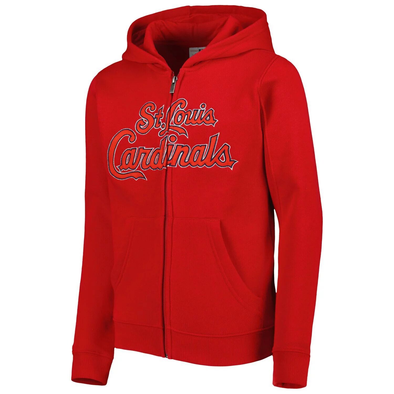 Молодежная красная флисовая толстовка с молнией во всю длину St. Louis Cardinals Wordmark Outerstuff — фото 2