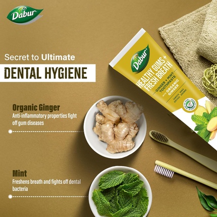 Органическая зубная паста с имбирем и мятой 100 мл Dabur — фото 2