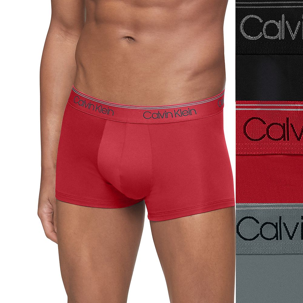 

Мужские плавки из эластичной микрофибры с низкой посадкой Calvin Klein (3 пары), цвет Black Convoy Red Gala