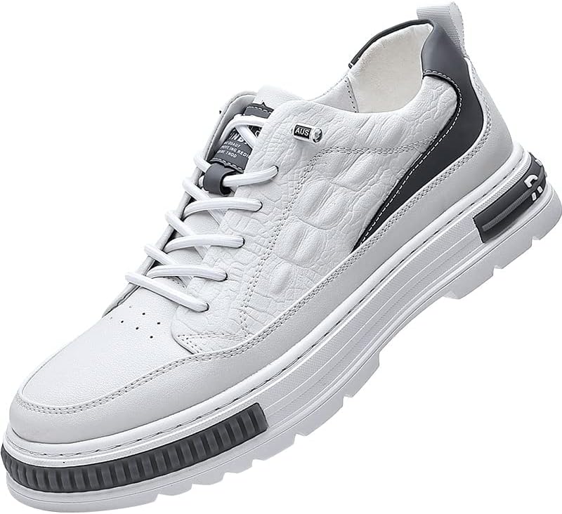 

Мужские водонепроницаемые туфли из коровьей кожи с узором под крокодила, с мягкой подошвой повышенной высоты, противоскользящие, повседневные оксфорды на шнуровке, модные кожаные кроссовки Angrymonkey, белый