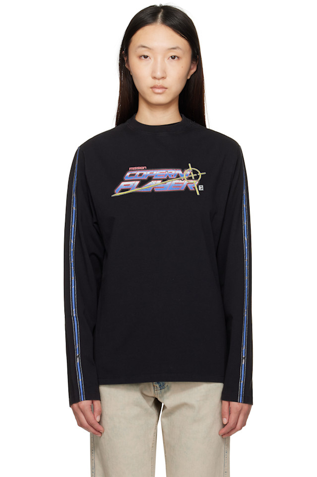 

Coperni Черная футболка с длинными рукавами и надписью