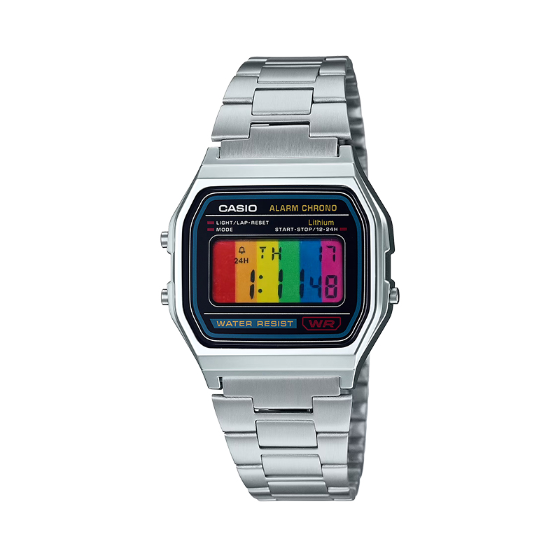 

Кварцевые часы унисекс с многоцветным циферблатом на стальном браслете CASIO
